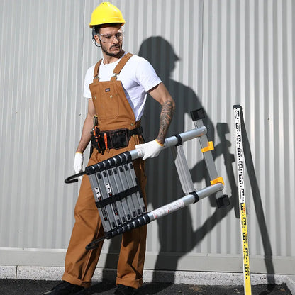 Escalera telescópica de aluminio multifuncional con ganchos